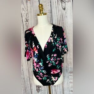 Express Floral Surplice Thong Bodysuit | NWT | Size L